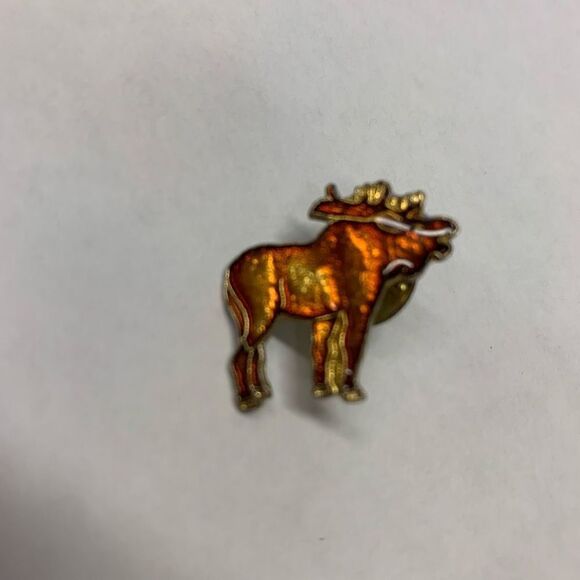 Vintage Moose Enamel Lapel Pin - Picture 1 of 5